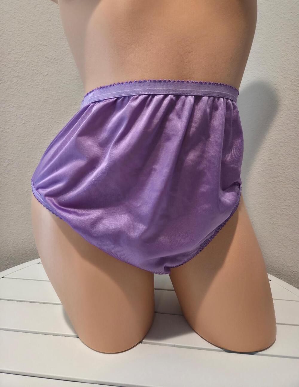 Shadowline 17842 Women's Hi Cut Panty Shiny Nylon Brief Full Cut Purple Hype 8